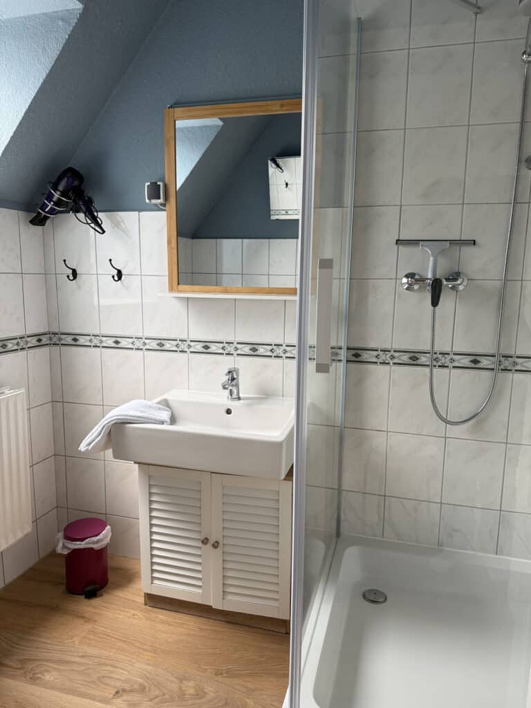 Badezimmer Ferienwohnung Kutscherstube Ostsee Lindenhof Reitferien